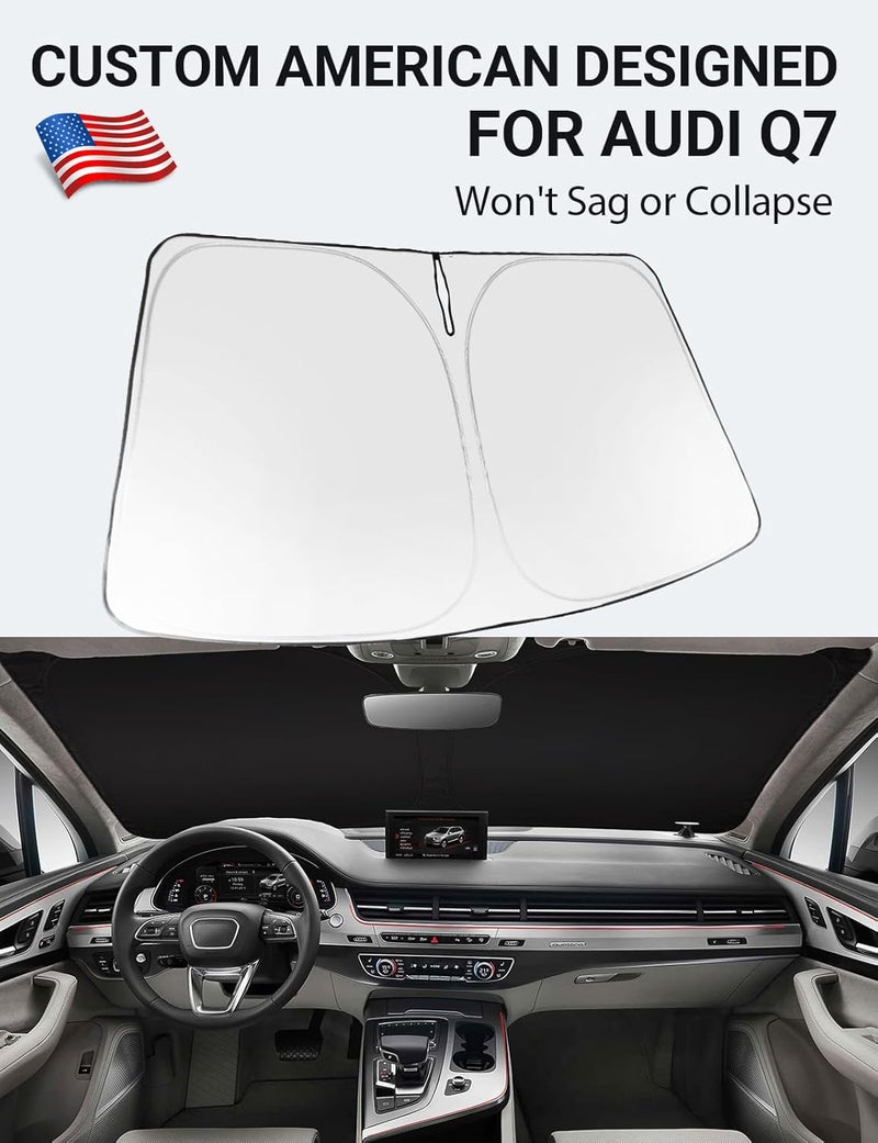 Proadsy Windshield Sun Shade for 2016-2025 2026 Audi Q7 Foldable Front Sunshade Protector Sun Visor Blocks UV Rays Keep Car Cooler - Image 2
